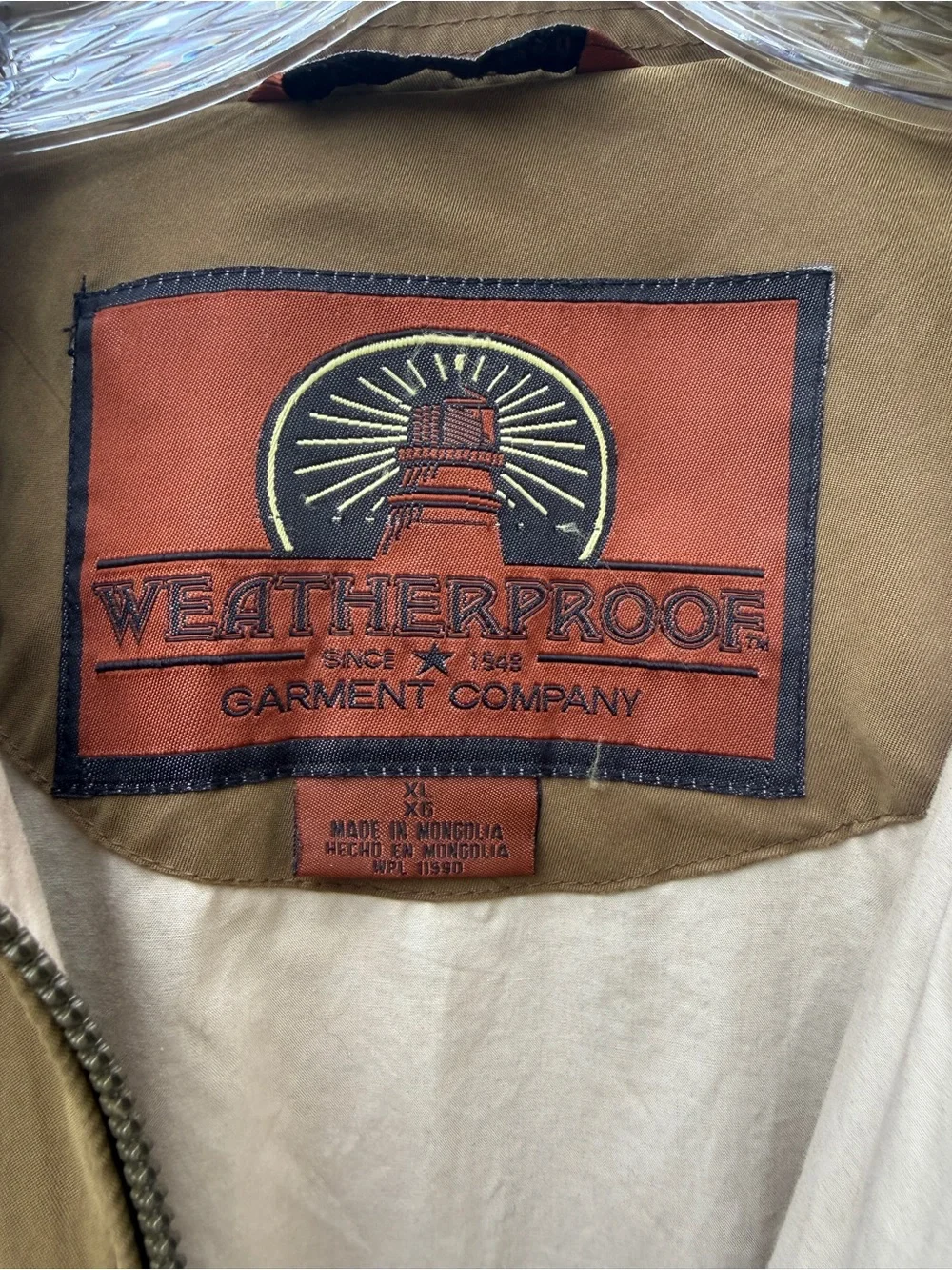 Weatherproof Garment Co Tan Microfiber Bomber Jacket Mens Size XL Full Zip